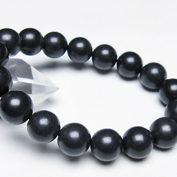 北海道上ノ国町産 ブラックシリカ ブレスレット 12mm [T325-5132]