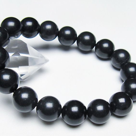 北海道上ノ国町産 ブラックシリカ ブレスレット 12mm [T325-5141]