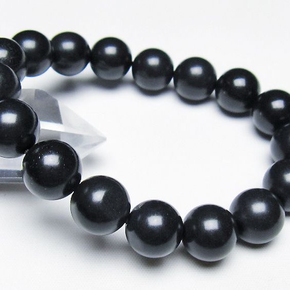 北海道上ノ国町産 ブラックシリカ ブレスレット 12mm [T325-5144]