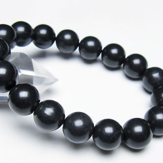 北海道上ノ国町産 ブラックシリカ ブレスレット 12mm [T325-5146]