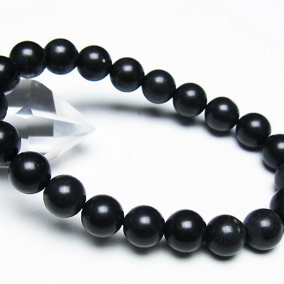 北海道上ノ国町産 ブラックシリカ ブレスレット 10mm [T325-5203]