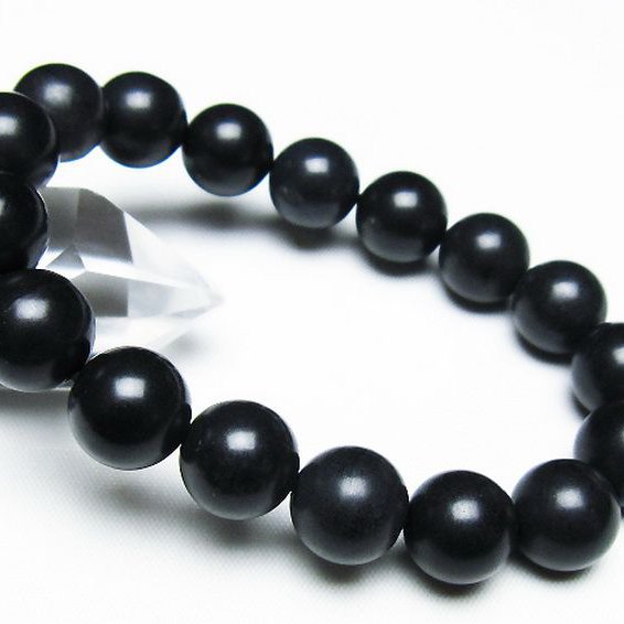 北海道上ノ国町産 ブラックシリカ ブレスレット 12mm [T325-5254]