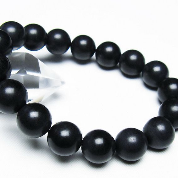 北海道上ノ国町産 ブラックシリカ ブレスレット 12mm [T325-5260]