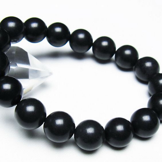 北海道上ノ国町産 ブラックシリカ ブレスレット 12mm [T325-5267]