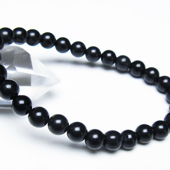 北海道上ノ国町産 ブラックシリカ ブレスレット 7mm [t325-5304]
