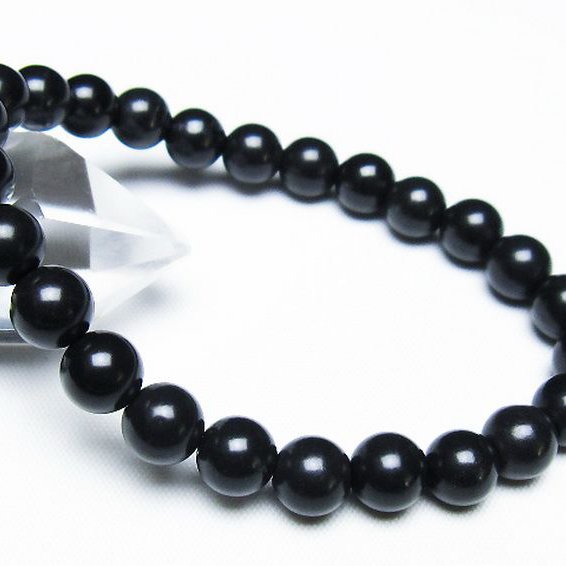 北海道上ノ国町産 ブラックシリカ ブレスレット 8mm [t325-5326]