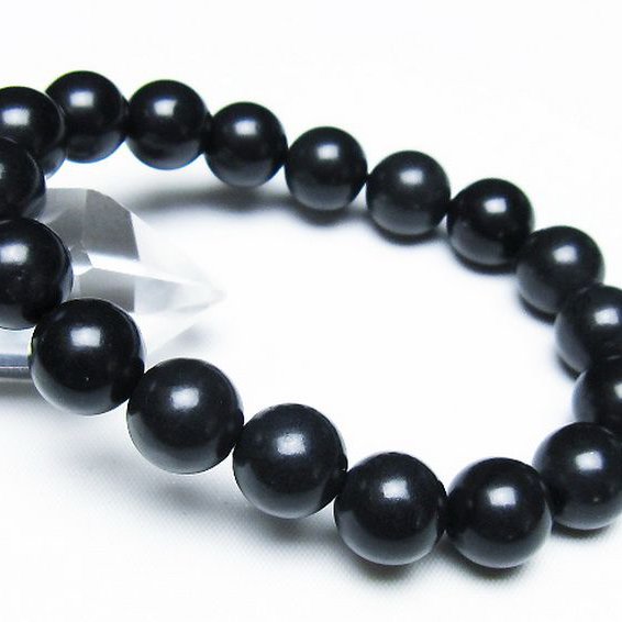 北海道上ノ国町産 ブラックシリカ ブレスレット 12mm [t325-5405]