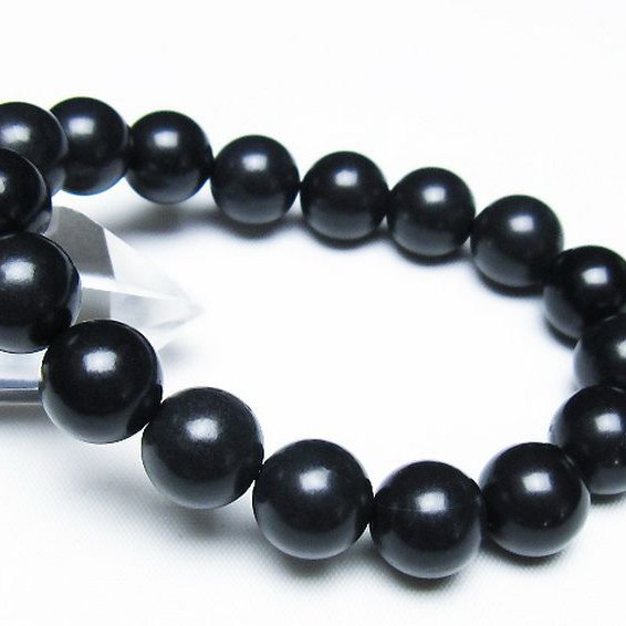 北海道上ノ国町産 ブラックシリカ ブレスレット 12mm [t325-5406]