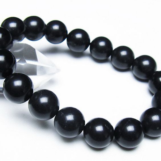 北海道上ノ国町産 ブラックシリカ ブレスレット 12mm [t325-5412]