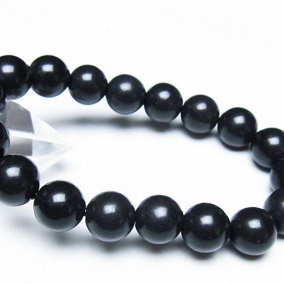 北海道上ノ国町産 ブラックシリカ ブレスレット 12mm [t325-5420]
