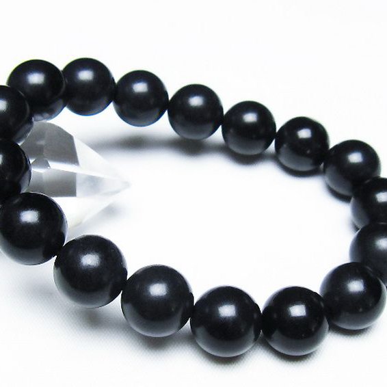 北海道上ノ国町産 ブラックシリカ ブレスレット 12mm [t325-5424]
