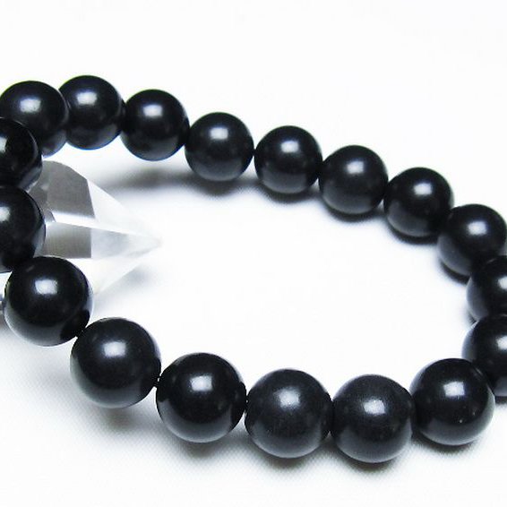 北海道上ノ国町産 ブラックシリカ ブレスレット 12mm [t325-5427]