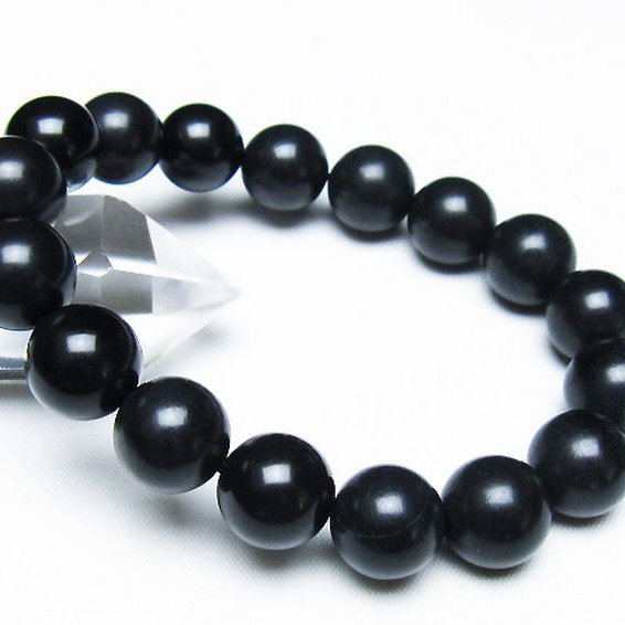 北海道上ノ国町産 ブラックシリカ ブレスレット 12mm [t325-5428]