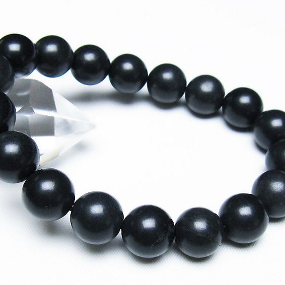 北海道上ノ国町産 ブラックシリカ ブレスレット 12mm [t325-5434]