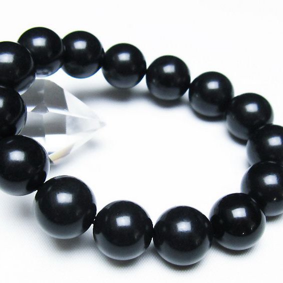 北海道上ノ国町産 ブラックシリカ ブレスレット 14mm [t325-5450]