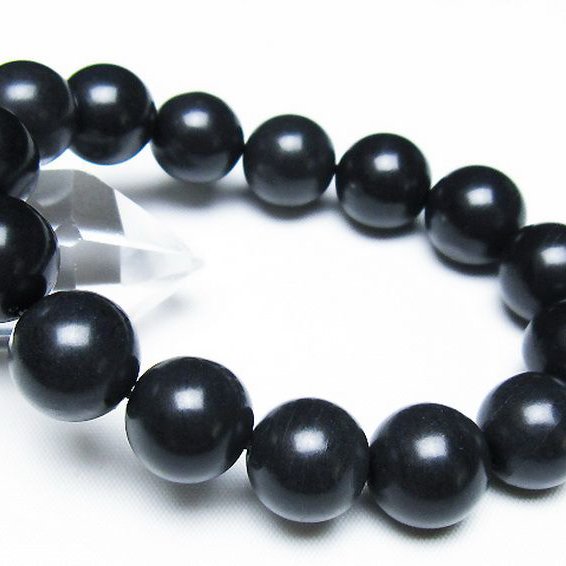 北海道上ノ国町産 ブラックシリカ ブレスレット 14mm [t325-5458]