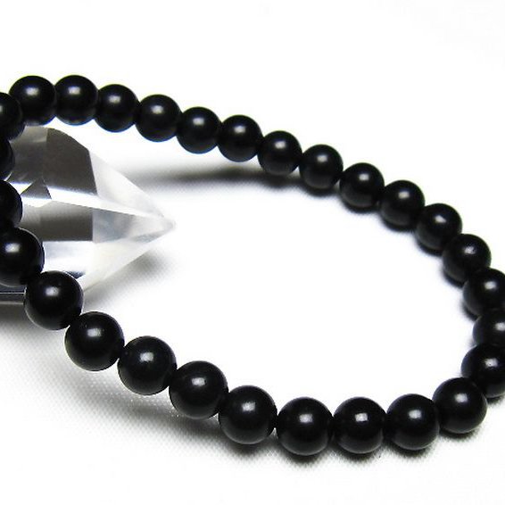 北海道上ノ国町産 ブラックシリカ ブレスレット 7mm [t325-5493]