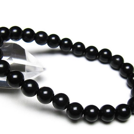 北海道上ノ国町産 ブラックシリカ ブレスレット 8mm [t325-5526]