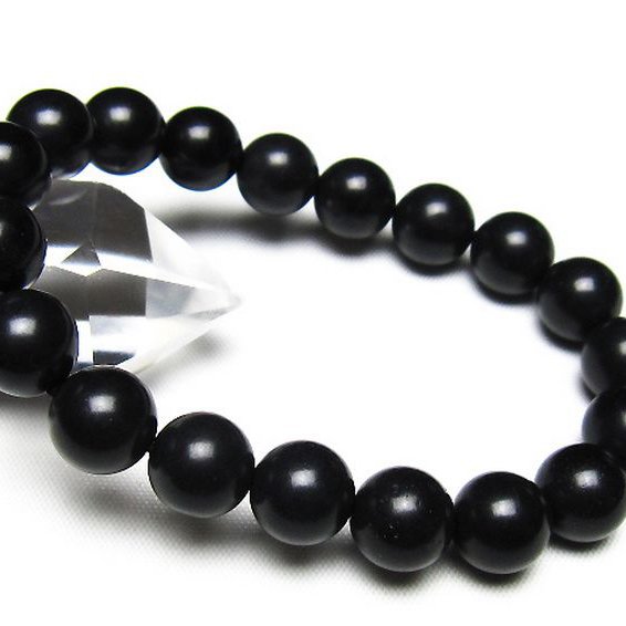 北海道上ノ国町産 ブラックシリカ ブレスレット 10mm [t325-5539]