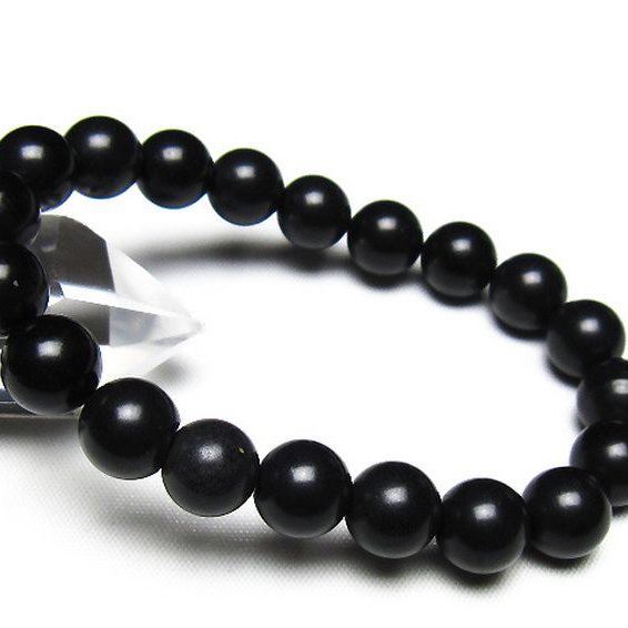 北海道上ノ国町産 ブラックシリカ ブレスレット 10mm [t325-5559]
