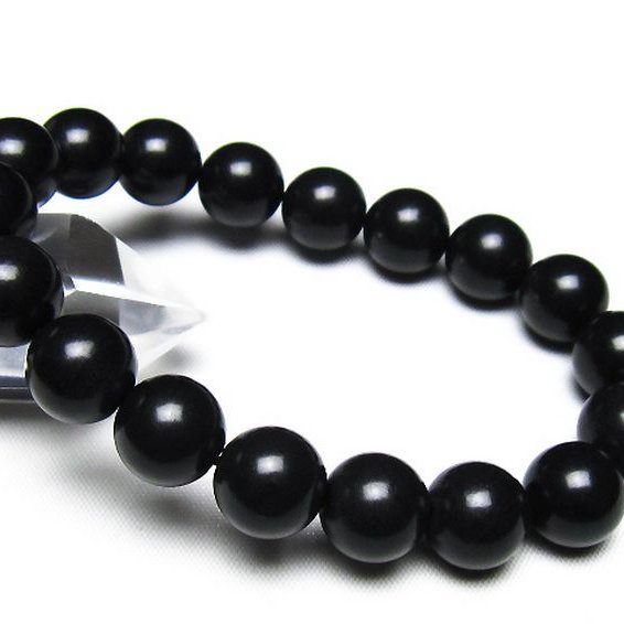 北海道上ノ国町産 ブラックシリカ ブレスレット 12mm [t325-5570]