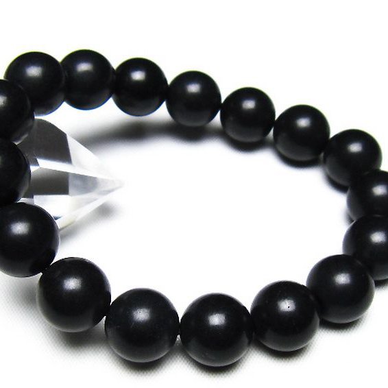 北海道上ノ国町産 ブラックシリカ ブレスレット 12mm [t325-5573]