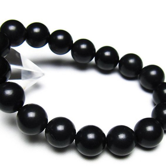 北海道上ノ国町産 ブラックシリカ ブレスレット 12mm [t325-5578]