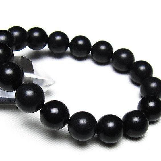 北海道上ノ国町産 ブラックシリカ ブレスレット 12mm [t325-5583]