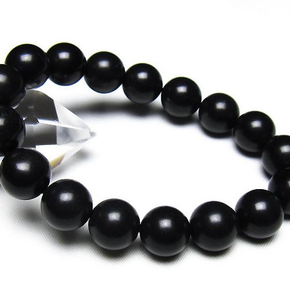 北海道上ノ国町産 ブラックシリカ ブレスレット 12mm [t325-5585]