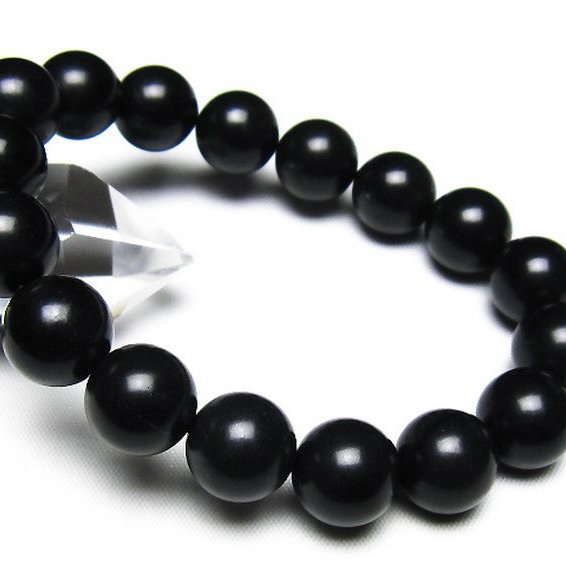 北海道上ノ国町産 ブラックシリカ ブレスレット 12mm [t325-5587]