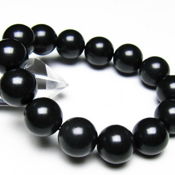 北海道上ノ国町産 ブラックシリカ ブレスレット 16mm [t325-5608]