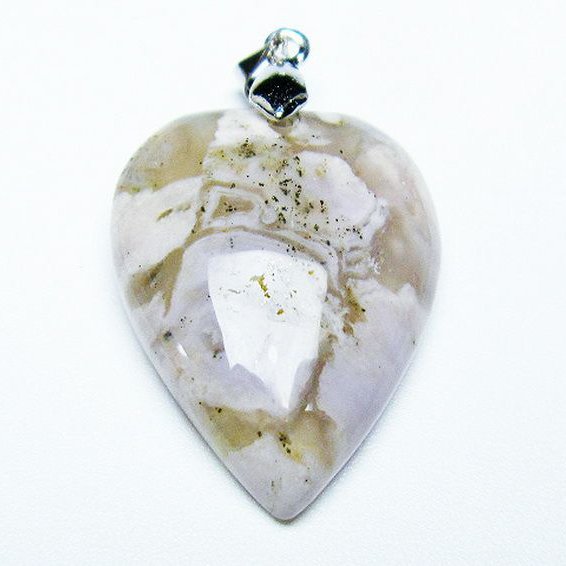 桜メノウ チェリーブロッサムアゲート ハート ペンダント [T335-2834]