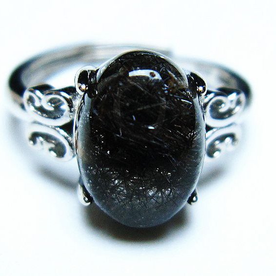 ブラックルチルクォーツ 指輪 (11号)[T343-1070]
