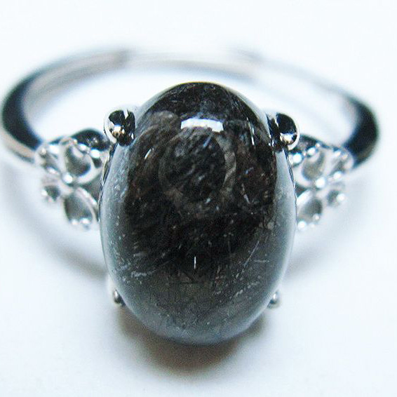 ブラックルチルクォーツ 指輪 (14号)[T343-1150]