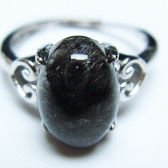 ブラックルチルクォーツ 指輪 (14号)[T343-1180]