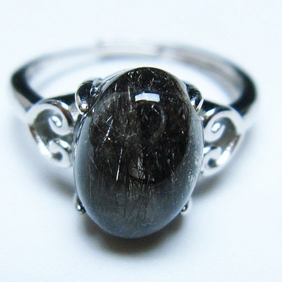 ブラックルチルクォーツ 指輪 (14号)[T343-1197]