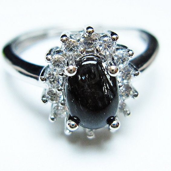 ブラックルチルクォーツ 指輪 (14号)[T343-1364]