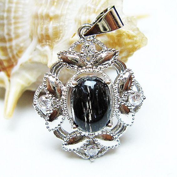 ブラックルチルクォーツ ペンダント [T343-1448]