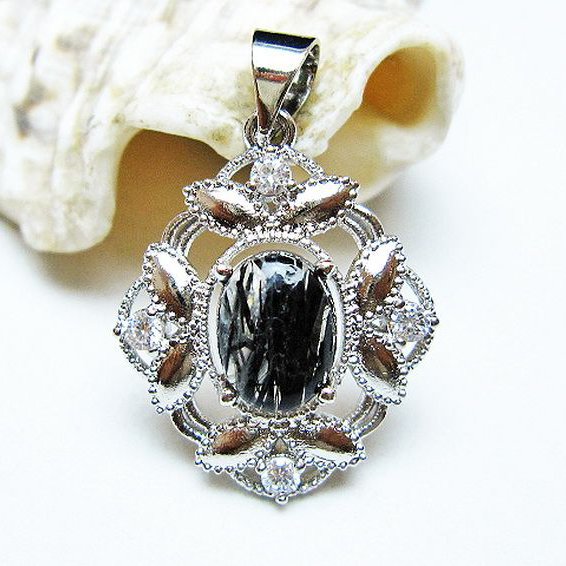 ブラックルチルクォーツ ペンダント [T343-1466]