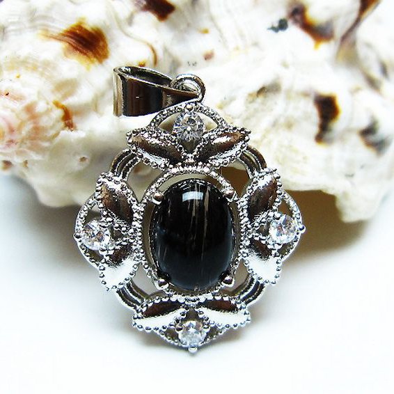 ブラックルチルクォーツ ペンダント [t343-1568]