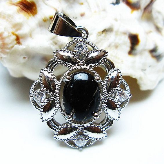 ブラックルチルクォーツ ペンダント [T343-1584]