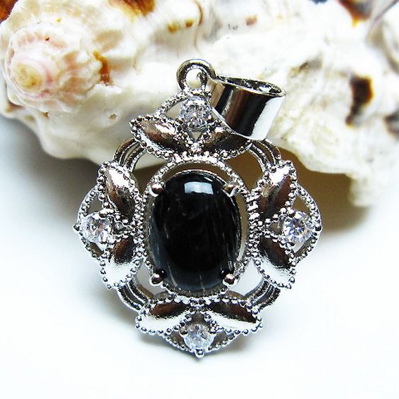 ブラックルチルクォーツ ペンダント [T343-1589]