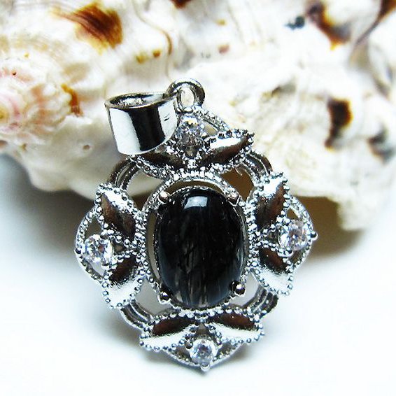 ブラックルチルクォーツ ペンダント [t343-1608]