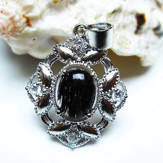 ブラックルチルクォーツ ペンダント [T343-1614]