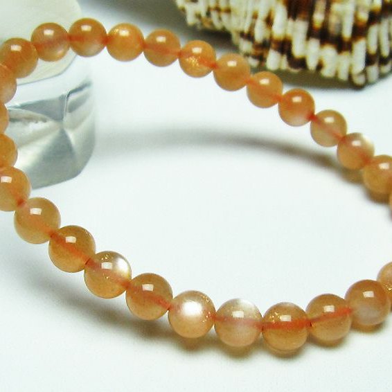 オレンジムーンストーン ブレスレット 6mm [T347-4357]