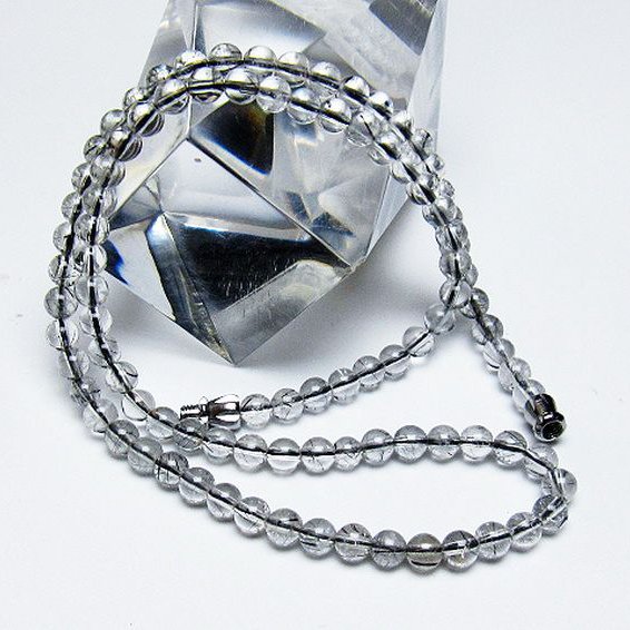 ブラックルチルクォーツ ネックレス 5mm [T354-5845]