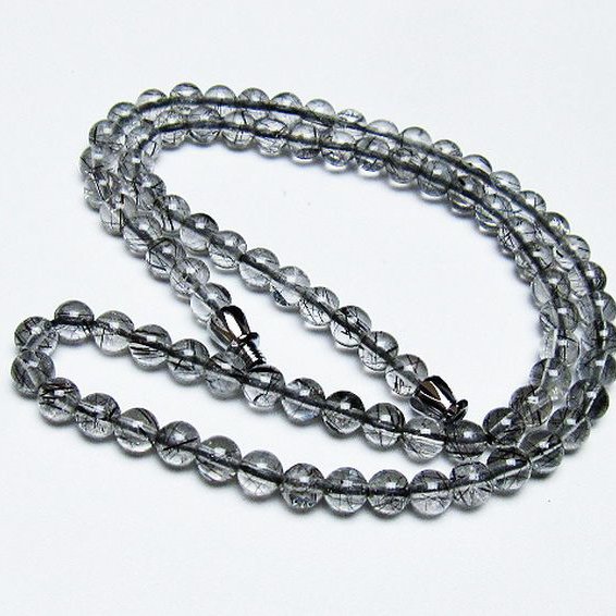 ブラックルチルクォーツ ネックレス 5mm [T354-5961]