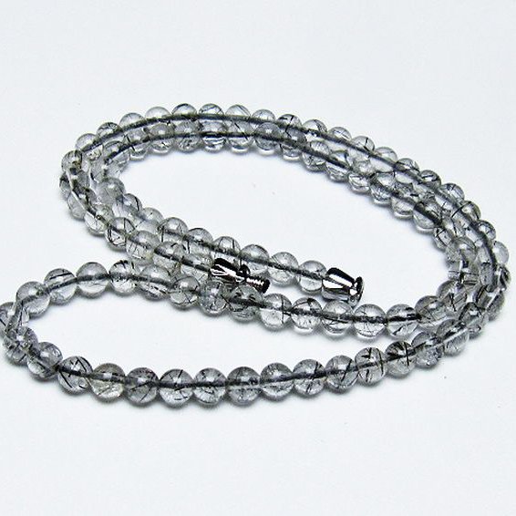 ブラックルチルクォーツ ネックレス 5mm [T354-5968]