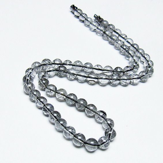 ブラックルチルクォーツ ネックレス 6mm [T354-5976]