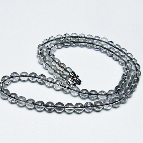 ブラックルチルクォーツ ネックレス 6mm [T354-5982]